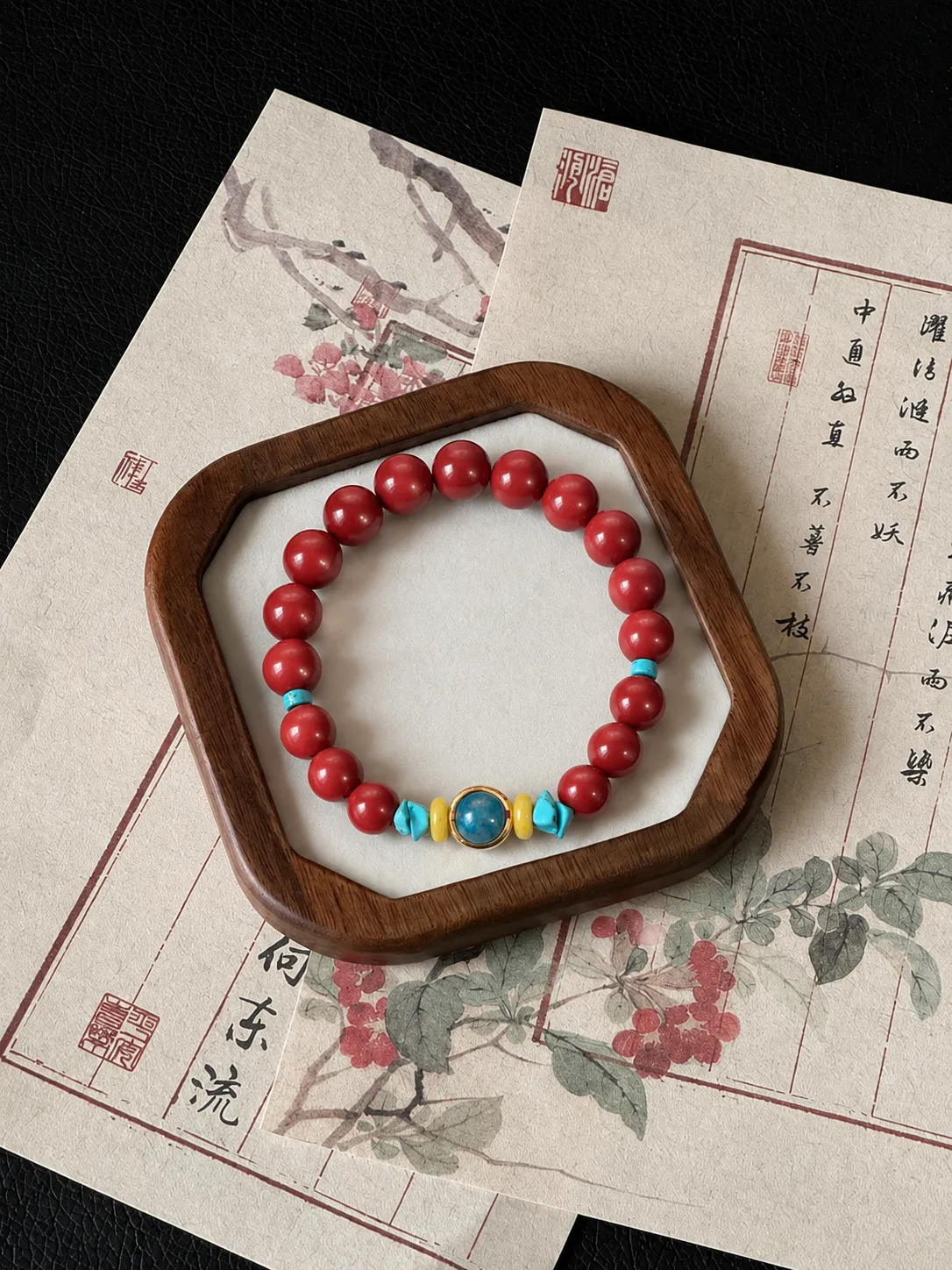 红朱砂多宝手串