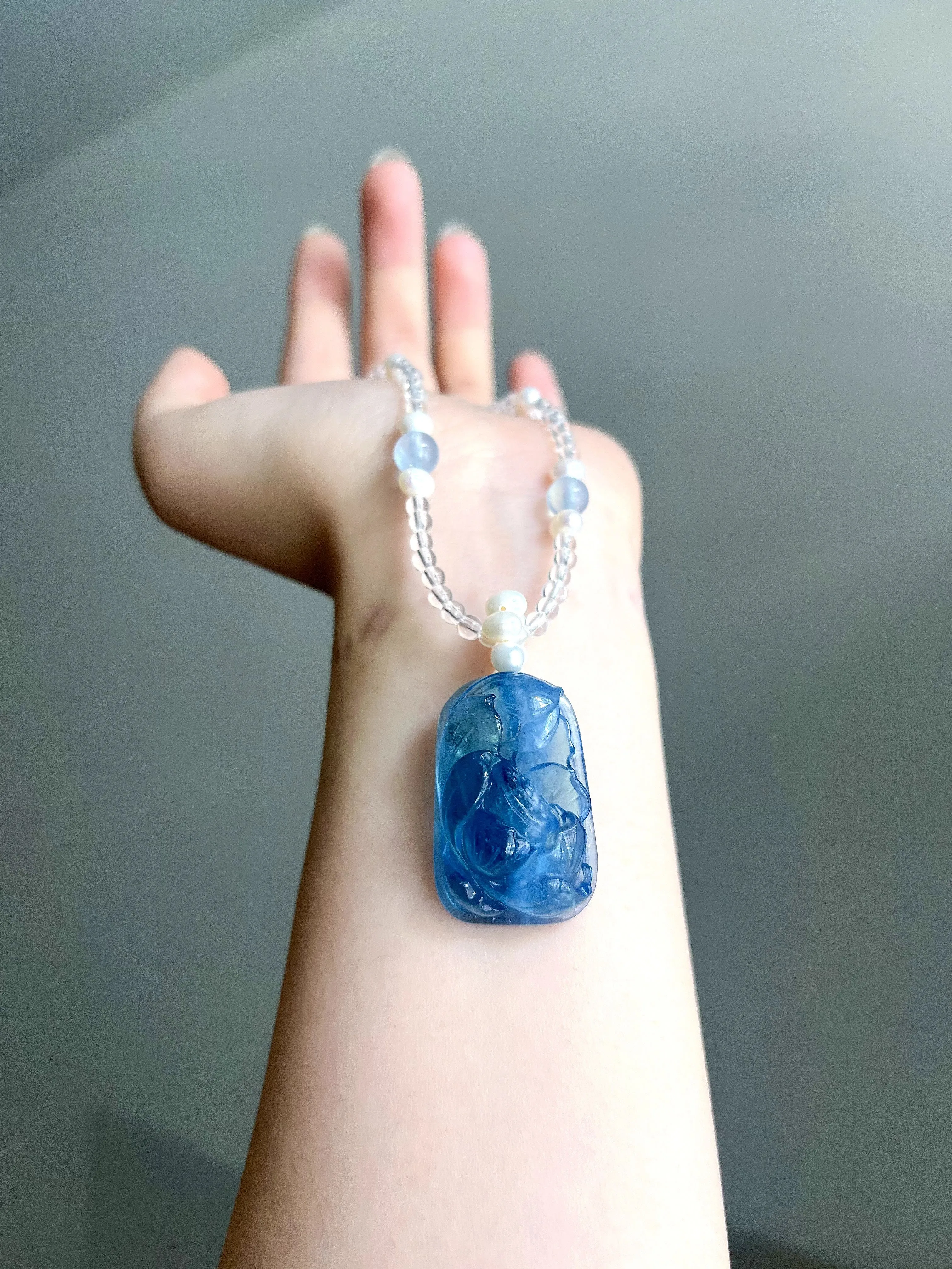 蓝莲听海项链